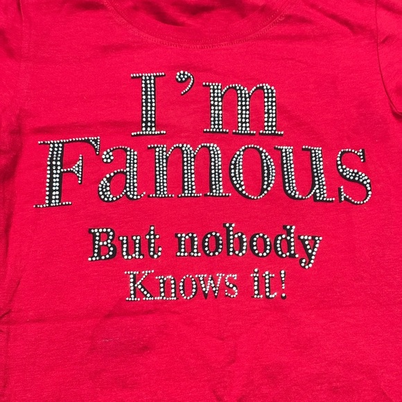 Reserved Red Graphic Tee | “I’m Famous But Nobody Knows It” | Size Small - Picture 5 of 6